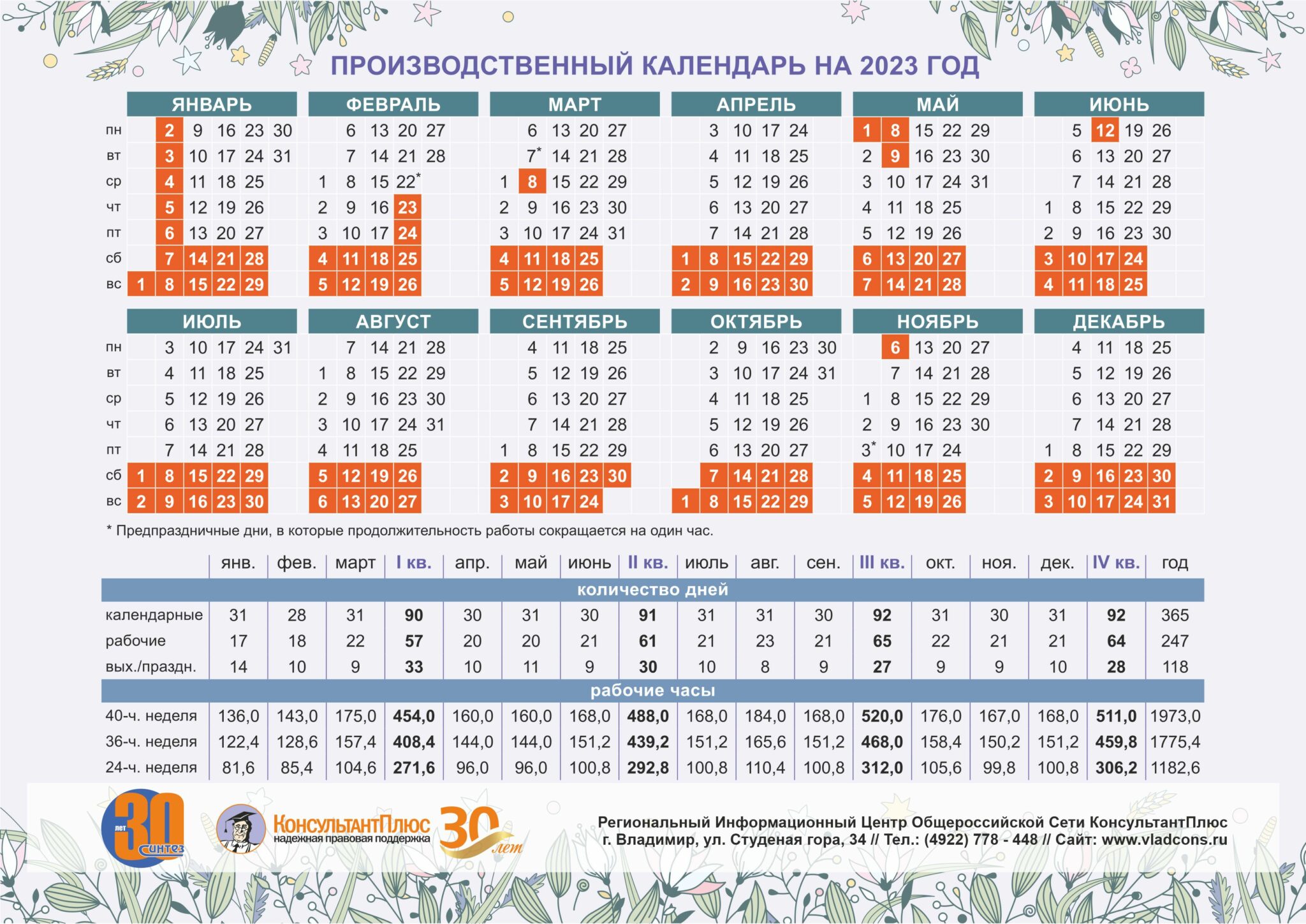 Производственный календарь на 2022 на стол